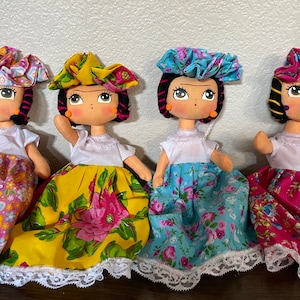 Mexican Dolls Hand made Plush filled hand painted face