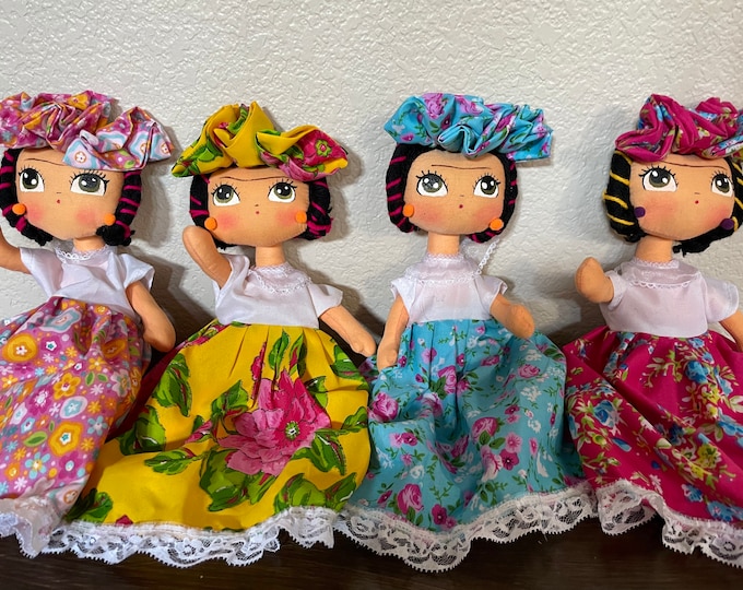 Mexican Dolls Hand made Plush filled hand painted face