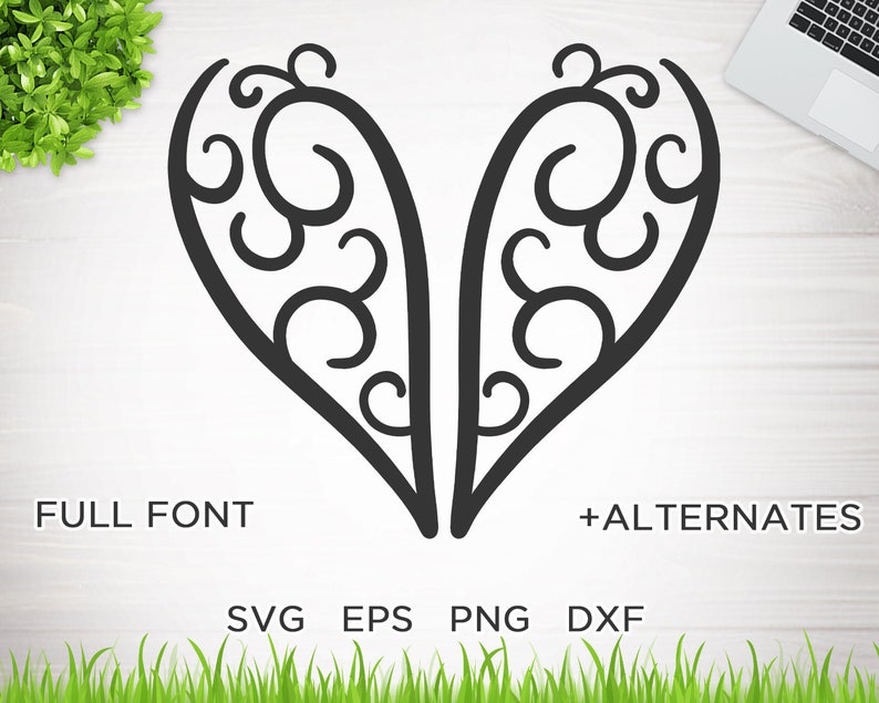 Download Heart Monogram Commercial Use Heart Font Love Monogram Etsy