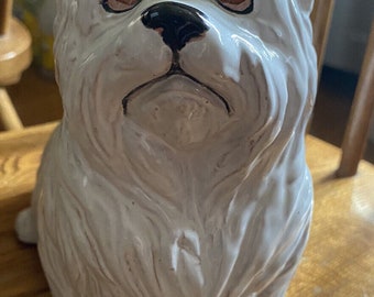 Terra Cotta Glazed Terrier Westie West Highland Figure Dog Statue made in Italy