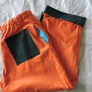 Hand Made DRAWSTRING Baggy NEEDLECORD TROUSERS - tangerine - uk 14. 32"-36" Soft & Comfortable