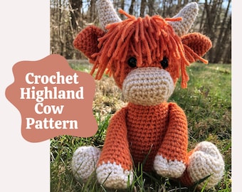 Crochet Highland Cow Pattern Amigurumi Highland Coo Pattern Plush Highland Cow