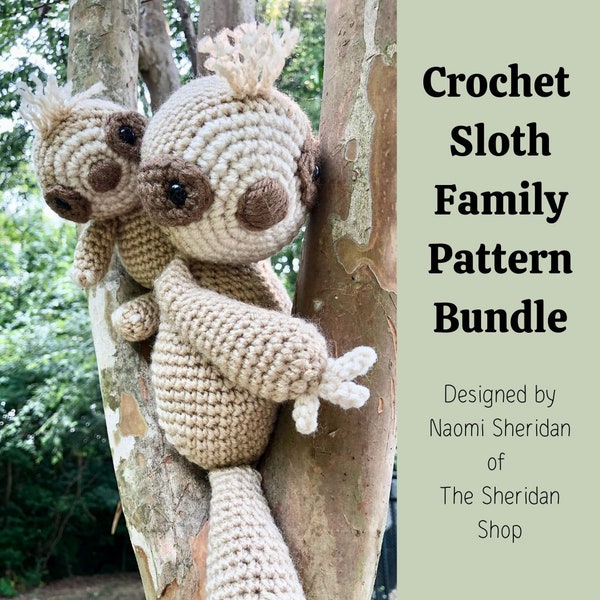 Crochet Sloth Family Pattern Bundle Amigurumi Sloth Pattern