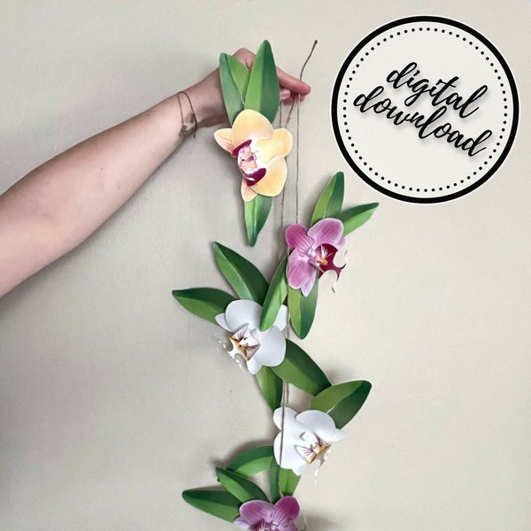 DIY Orchid Garland | Printable Watercolor Paper Orchid Flower Decoration | Digital Download