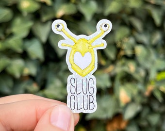Banana Slug Club Sticker | Santa Cruz, California, glittery clear vinyl decal for cars, computers, cell phone cases & water bottles