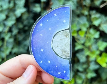 Watercolor Moon Sticker | lunar cosmic celestial space galaxy starry sky vinyl decal for cars, computers, cell phone cases, water bottles