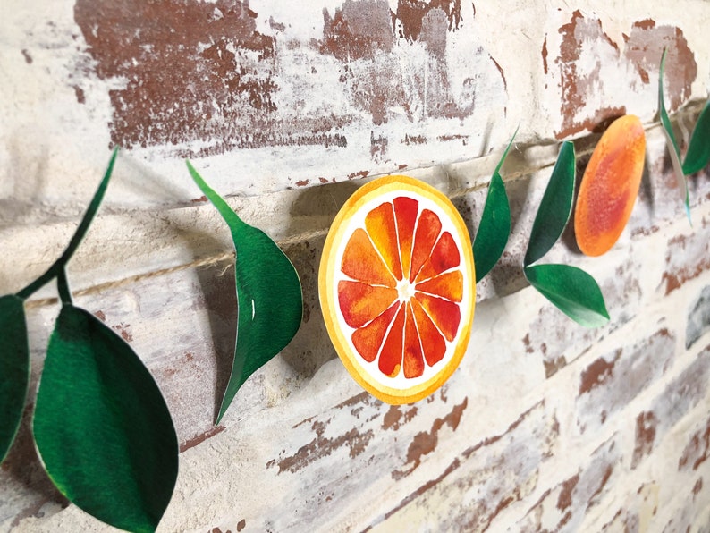 Orange Garland DIY Printable Paper Orange Citrus Fruit Winter Decoration Digital Download image 8