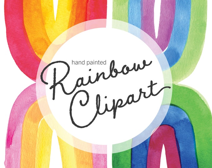 Watercolor Rainbow Clipart, rainbow party, baby shower, LGBTQ, Pride clip art, printable digital download