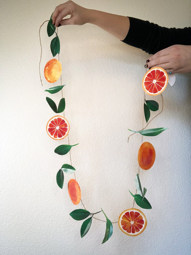 Orange Garland DIY Printable Paper Orange Citrus Fruit Winter Decoration Digital Download image 2