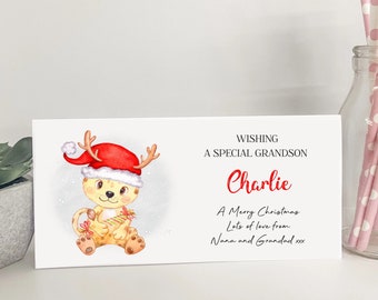 Personalised Christmas Gift Card Money Wallet Voucher Concert Tickets Tiger Son Nephew Grandson Daughter Granddaughter Niece