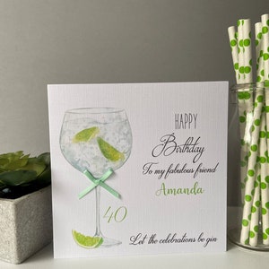 Personalised Birthday Card Female Mum Sister Daughter Granddaughter Best Friend Gin Cocktails 18th 21st 30th 40th 50th 60th Any Age