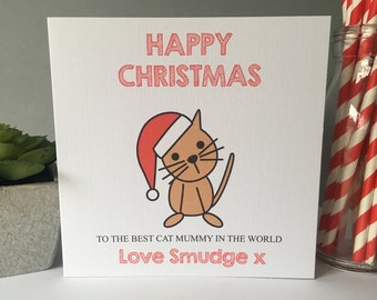 Daddy Personalised Christmas Card from Cat Dad from the cat. Cat Mummy Mum
