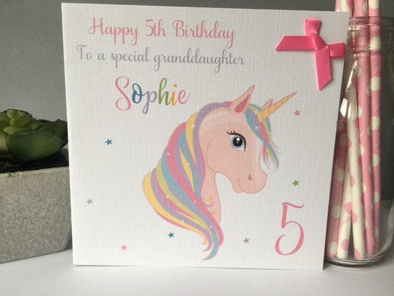 PERSONALISED BIRTHDAY CARD DAUGHTER NIECE GRANDAUGHTER GIRL CHILD UNICORN