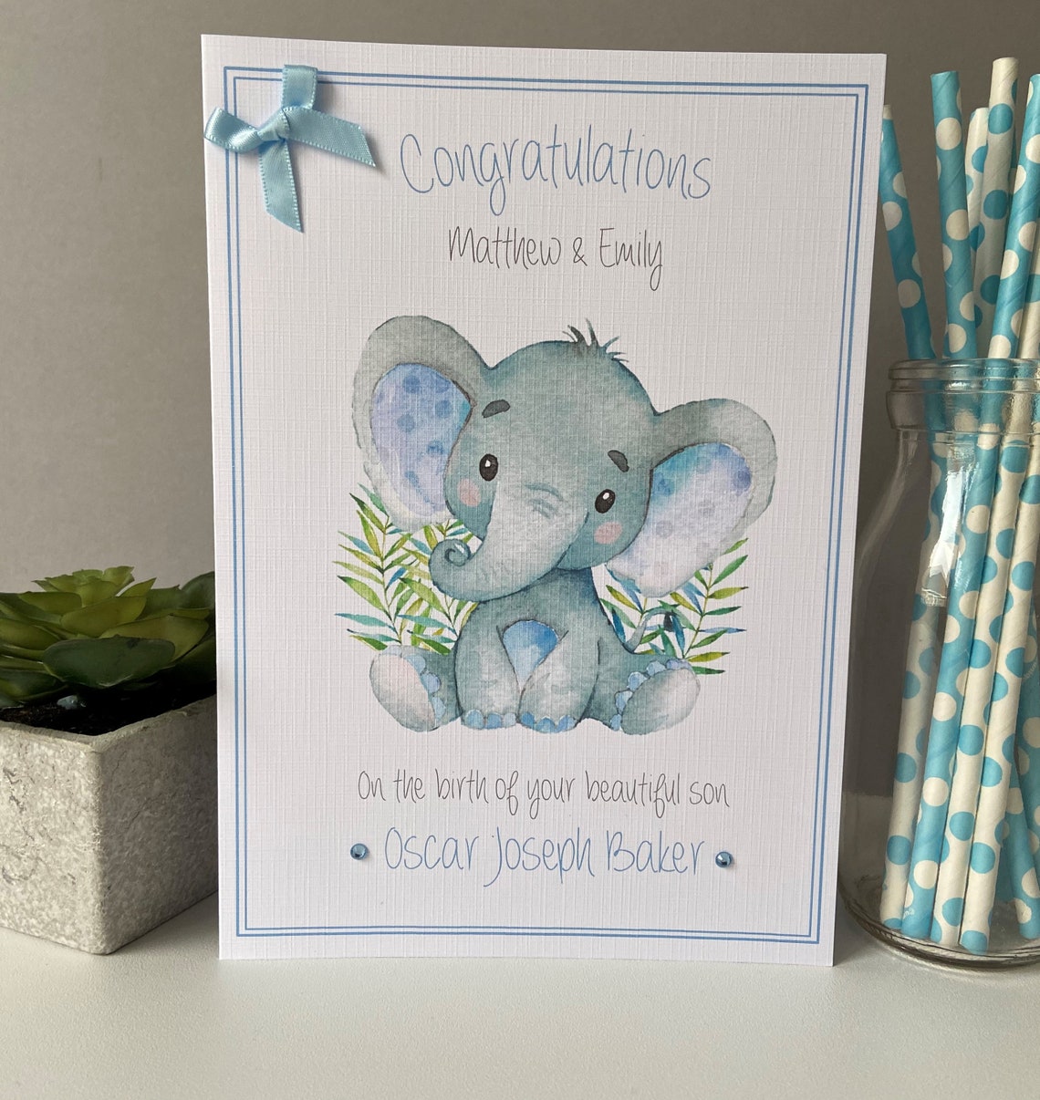 Personalised New Baby Card Congratulations Baby Boy New Etsy UK