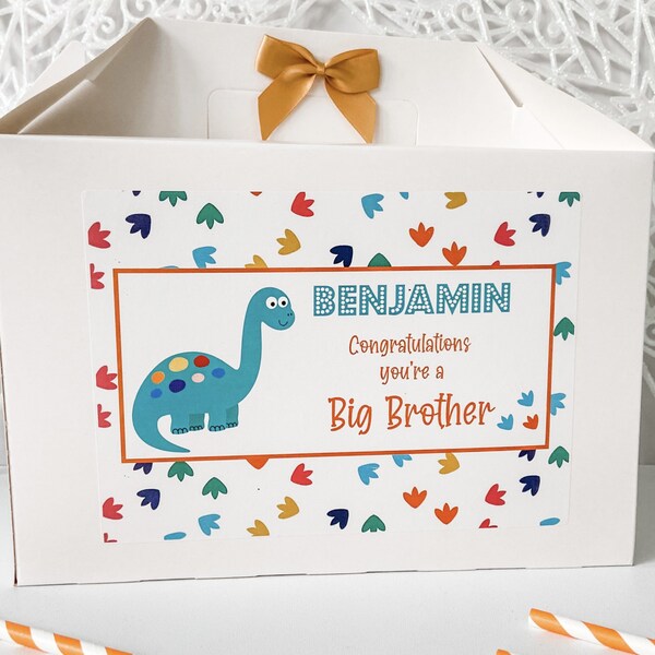 Personalised Congratulations New Big Brother Gift Box Dinosaur