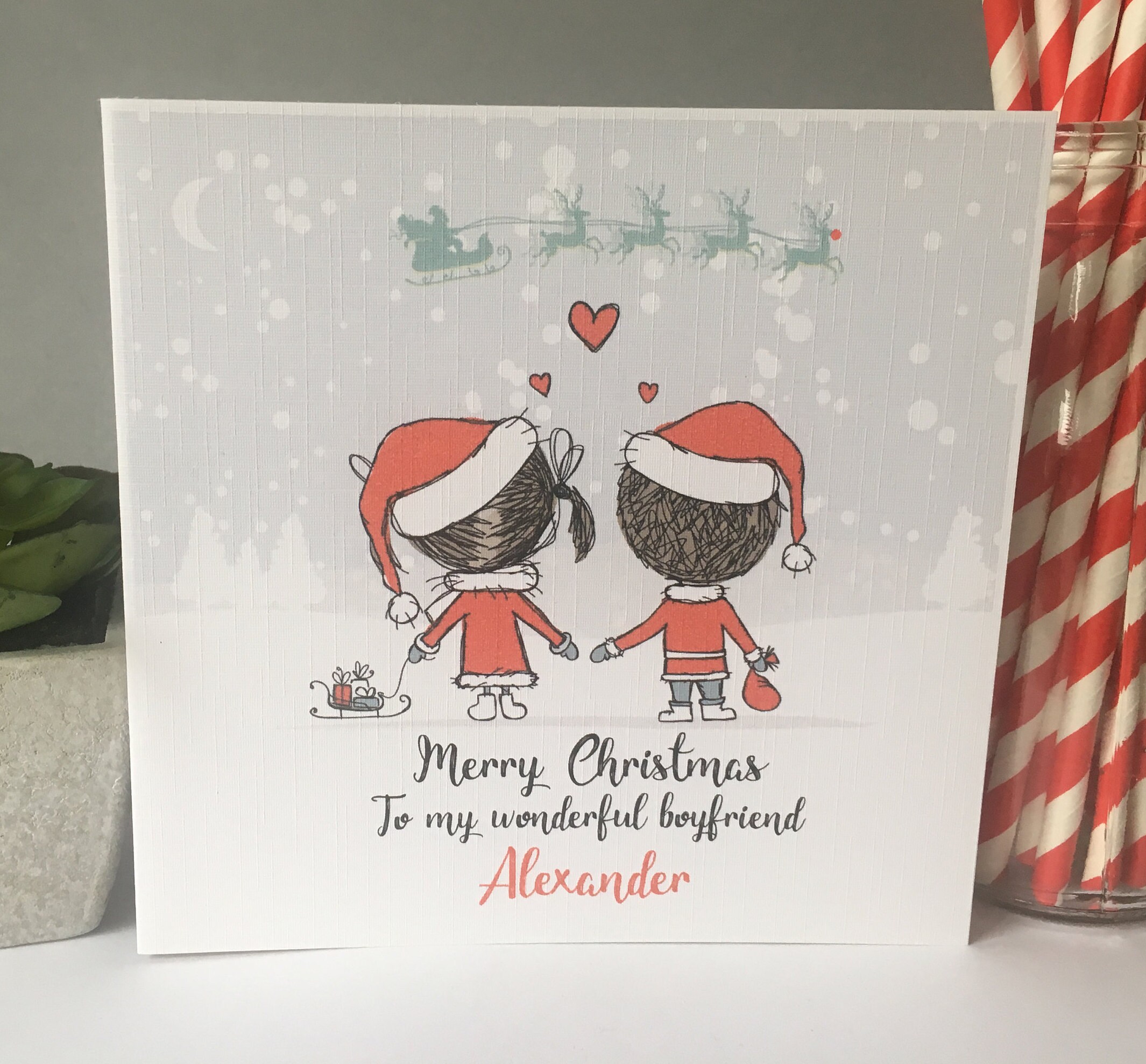 Personalised Christmas Card Boyfriend Girlfriend Couple  Etsy UK