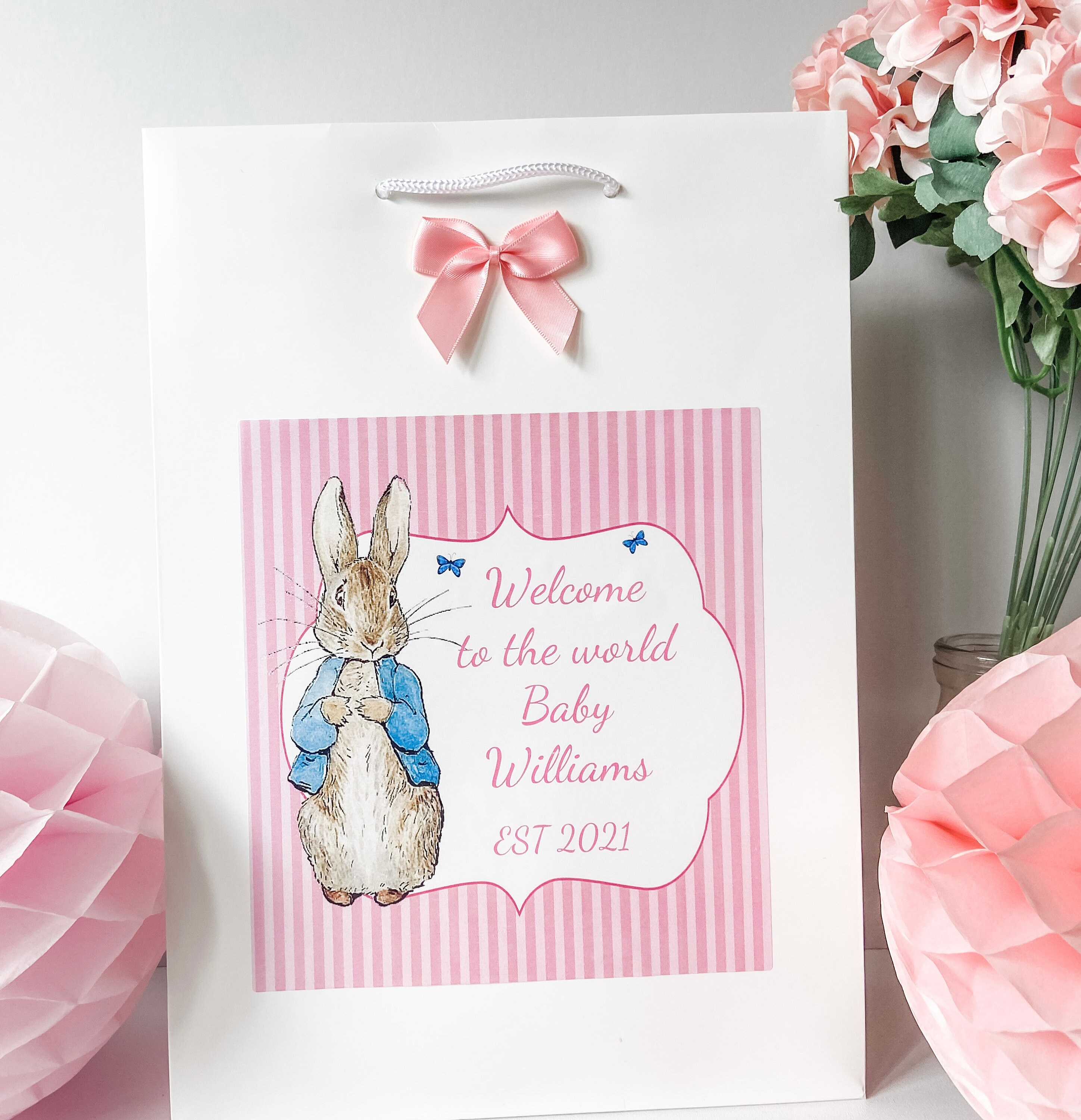Personalised Congratulations New Baby Girl Gift Bag Peter Etsy