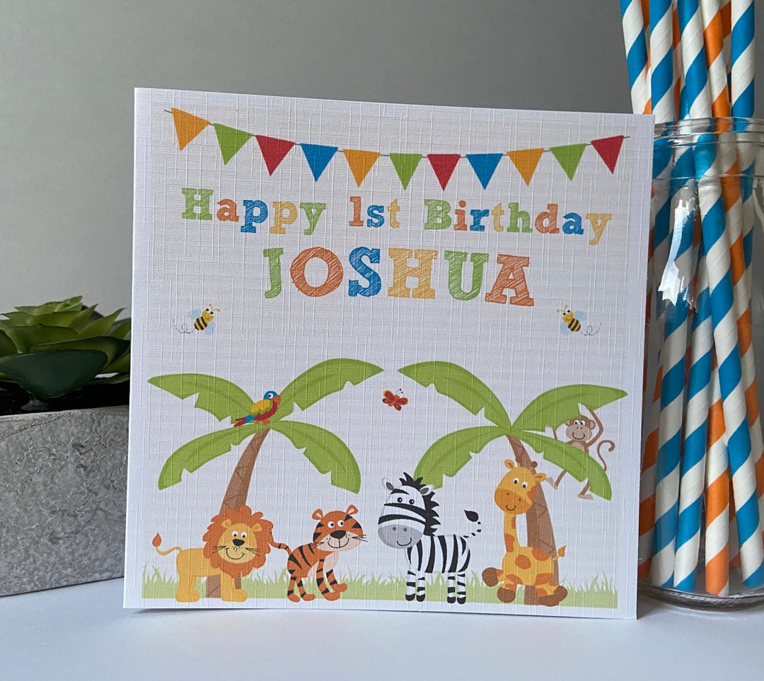 Personalised Boys Birthday Card Jungle Animals Son Grandson - Etsy