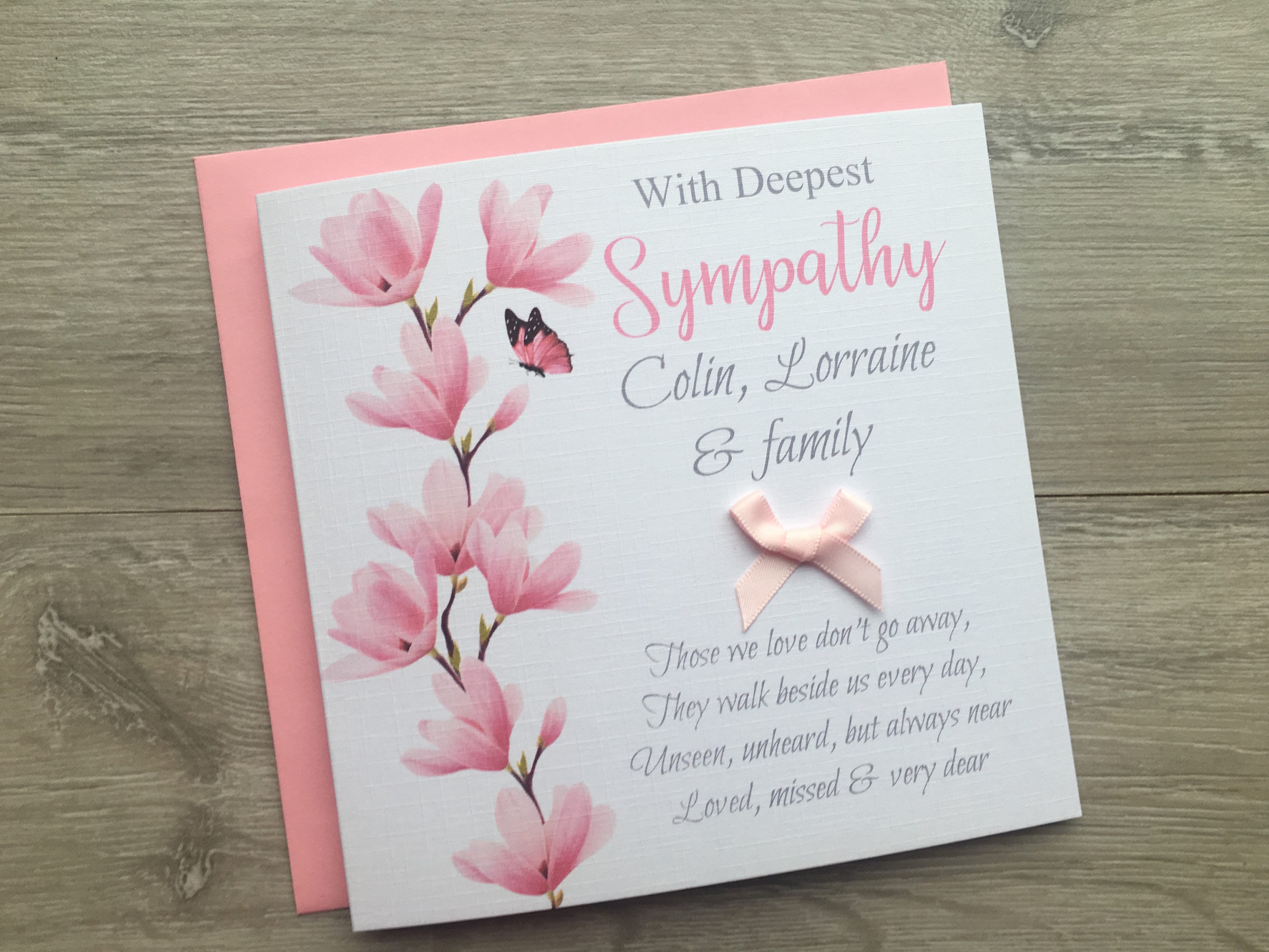 Personalised Sympathy Card Condolences Bereavement Cherry Etsy UK