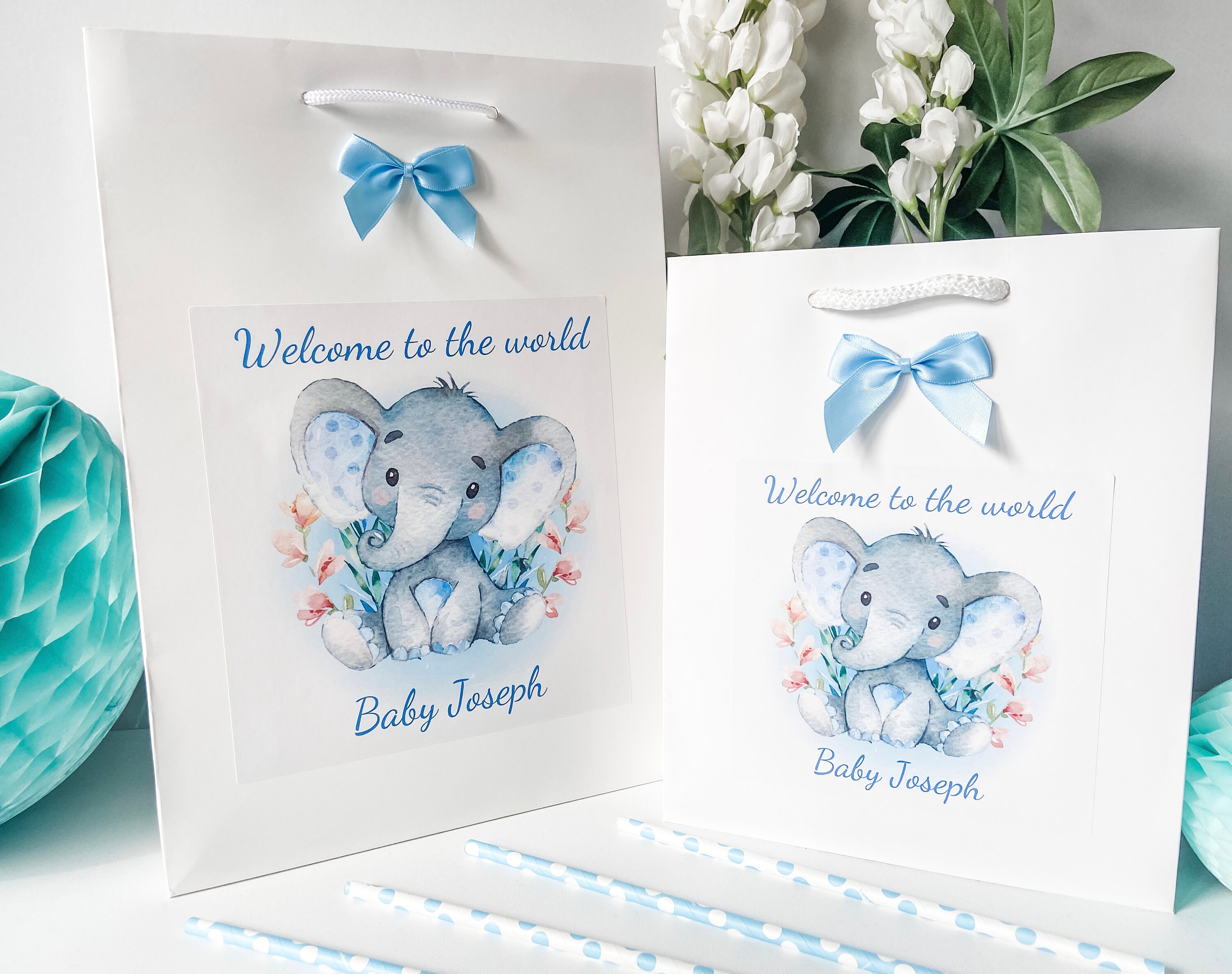 Personalised Congratulations New Baby Boy Gift Bag Blue Etsy