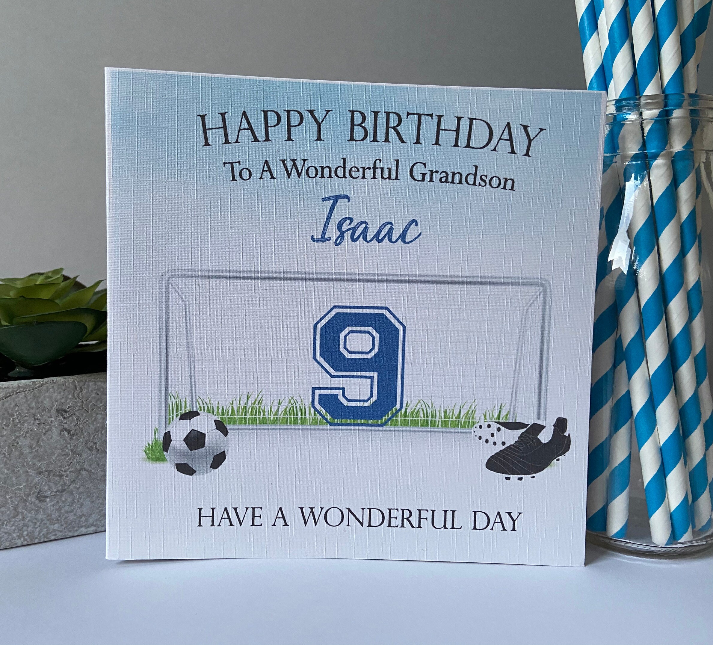 Personalised Boys Football Birthday Card Son Grandson Nephew 7th 8th 9th 10th 