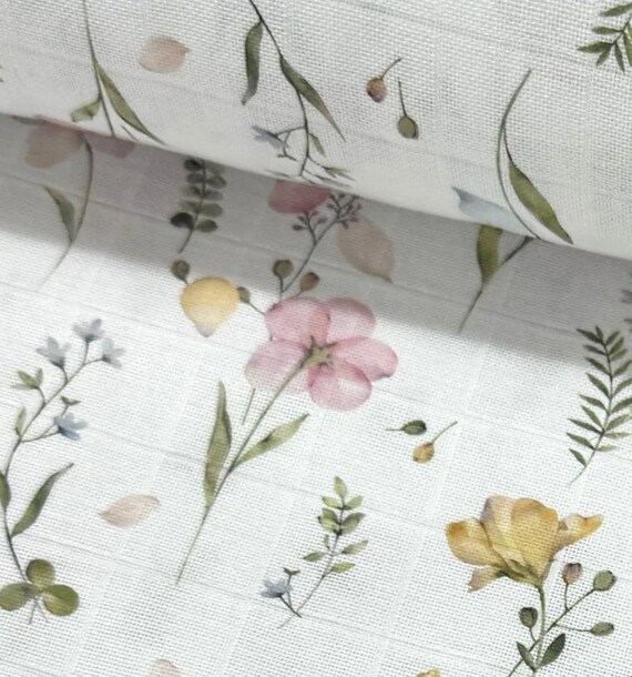 Flowers Organic Muslin Fabric Patterned Soft Naturel Cotton Double Gauze Muslin Fabric Double Gauze Muslin Baby Cover Width 63 Inches Etsy Canada