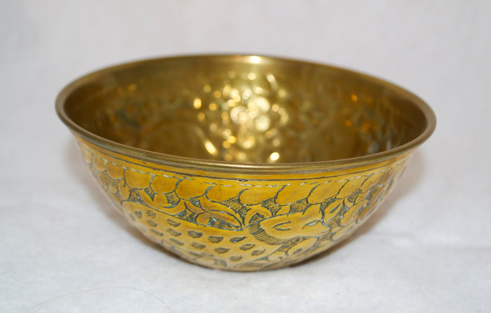 Antique Islamic Brass Nut / Prayer Bowl Hand Made and Embossed With