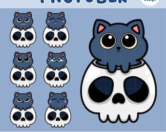Modello PNGTuber gatto nero / Avatar VTuber gatto gotico / PNG Tuber per streaming su Twitch YouTube / Risorsa avatar predefinita per streamer gatto