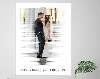 Picture on a sound wave, Custom Song Print, Sound Wave Art with Wedding Picture, Anniversary Gift for Him , First Dance Song Sound Wave