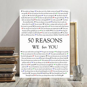 60 REASONS we love you, Birthday Gift for mother, Birthday gift for father, Birthday gift canvas, Personalized Birthday gift,  colorful art