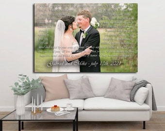 Husband anniversary gift, Husband gift idea, Husband personalized gift, Wedding photo and lyrics, Wall canvas print, Canvas print decor