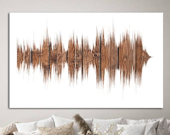 wood sound wave , Custom Sound Wave Art Print, Wood Anniversary for Him, Canvas Print Soundwave Art Print Voice Print , song to sound wave