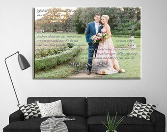 1 year anniversary gift, First anniversary gift, Personalized anniversary print, Wedding photo canvas, Song lyrics canvas, Picture lyric art