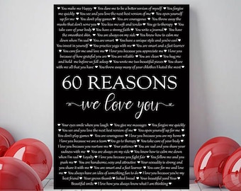 Birthday gift art, Birthday gift canvas, Personalized Birthday gift, Custom Birthday gift, 60th Birthday gift , 60 Reasons Why We Love You