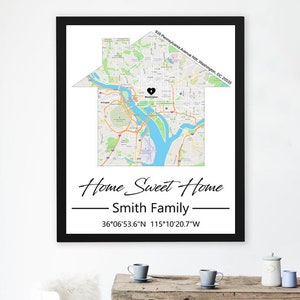 Home Sweet Home map , map for home , your home location , custom map , framed map prints , our first home , address map print , House map
