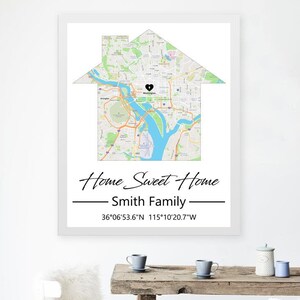 Home Sweet Home map , map for home , your home location , custom map , framed map prints, first home location, address map print , House map