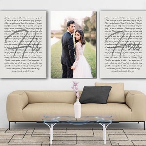 Set of 3 canvas prints, Wedding vows set, Personalized vows on canvas, Wedding photo and vows, Vow canvas Print, Christmas Gift for Couple