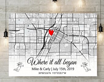 where it all began map , gift for boyfriend , gift for girlfriend , anniversary gift , custom map , framed map prints , valentines day gift