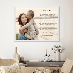 Mothers Day Gift, Poem to canvas , Personalized Mom Gift, Photo poem print, Lyrics art print, Framed canvas print, Poem art canvas, Mom poem