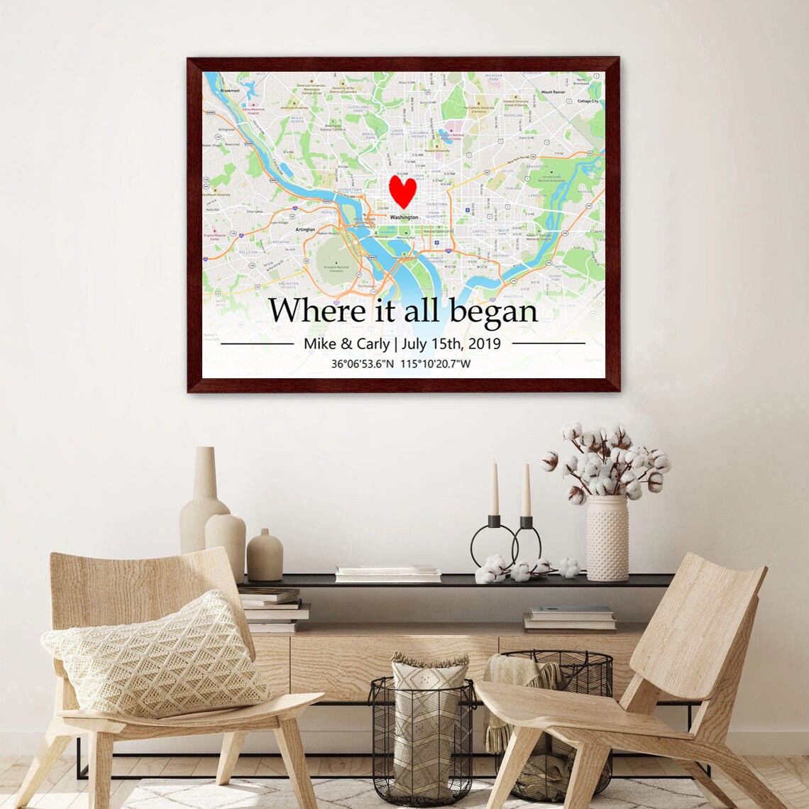 Where T All Began Map , Map For Couple , Engagement Map , Gft For