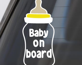 Baby On Board Bottle Car Decal: Waterproof Rear Window Sticker