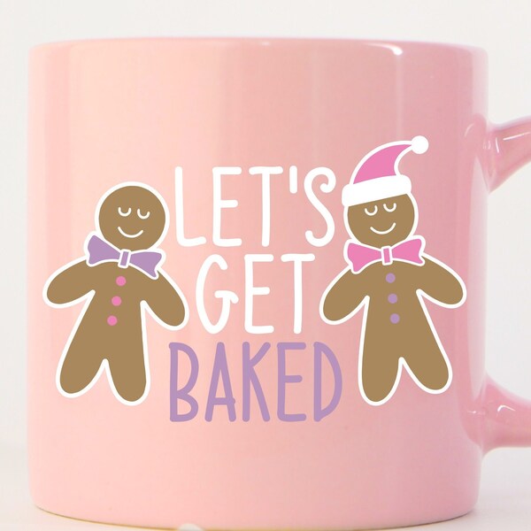 Funny Let's Get Baked Gingerbread Man Decal - Car Decal, Laptop Decal, Mug Decal