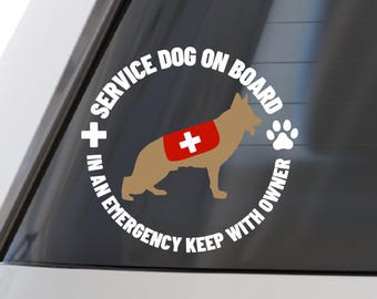German Shepherd Service Dog Decal - Emergency Alert Sticker