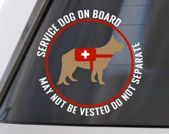 German Shepherd Service Dog On Board Vinyl Decal