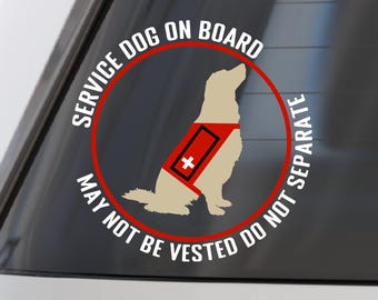 Service Dog On Board Decal: Waterproof Car/Truck Window Sticker