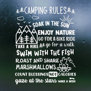 Camping Rules Decal Car Decal, Truck Decal, Laptop Decal, Tumbler / Mug Decal , Decal Sticker