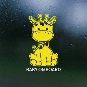 Giraffe Baby On Board Vinyl Decal- Car Decal, Rear Window Decal, Bumper Sticker