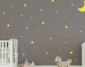 Moon & Star Wall Decal Pack For Nurseries / Children's Room.