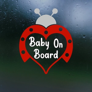 Ladybug Baby On Board Vinyl Decal- Car Decal, Rear Window Decal, Bumper Sticker