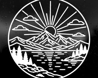 Die Cut Vinyl Decal - Outdoor Line Art Scene